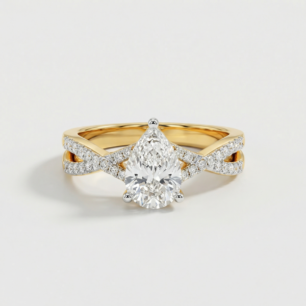 Twisted Pear Halo Lab Grown Diamond Ring