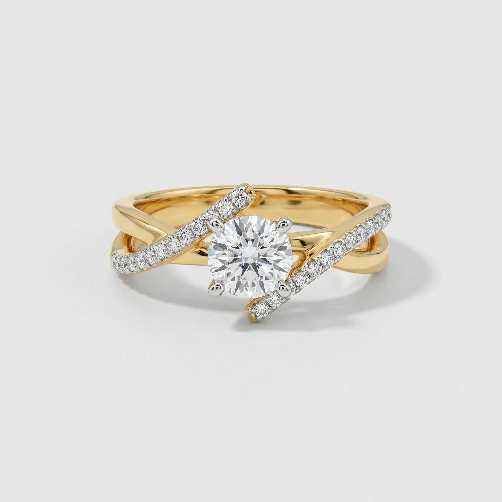 Modern Criss Cross Lab Grown Diamond Ring