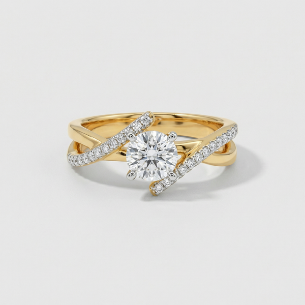 Modern Criss Cross Lab Grown Diamond Ring