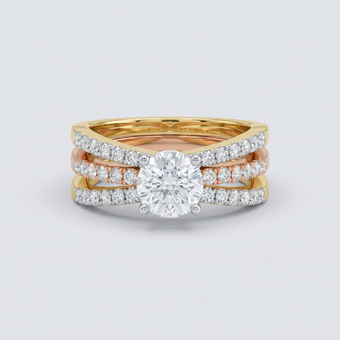Layered Pav������ Crossover Lab Grown Diamond Ring