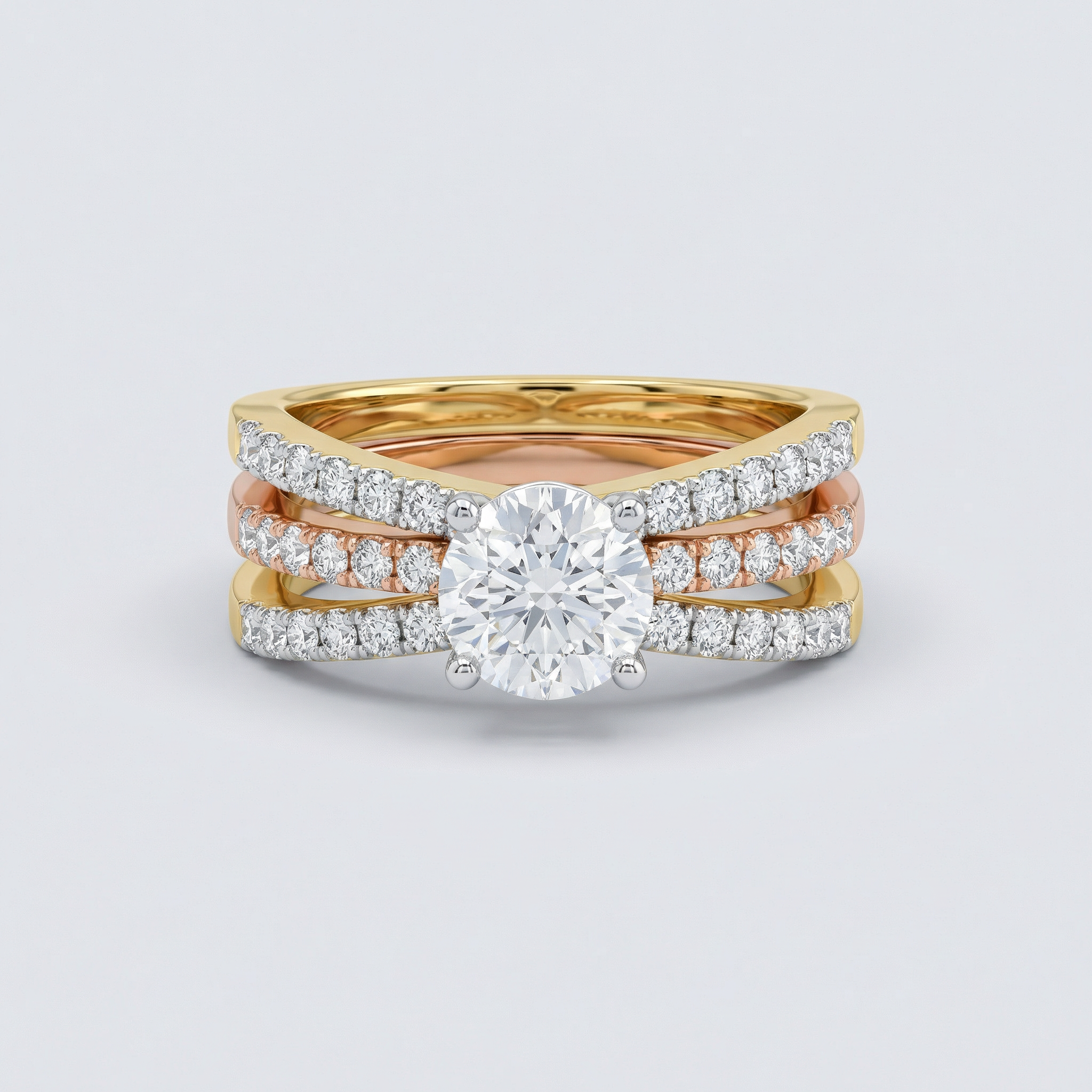 Layered Pav������ Crossover Lab Grown Diamond Ring