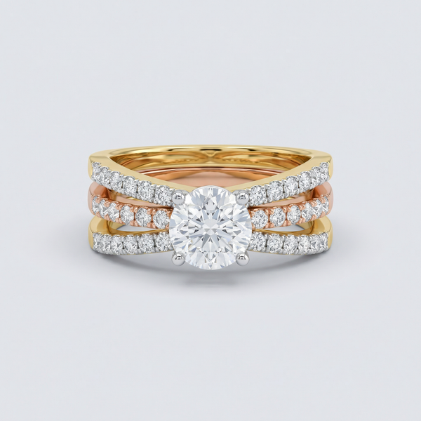 Layered Pavé Crossover Lab Grown Diamond Ring