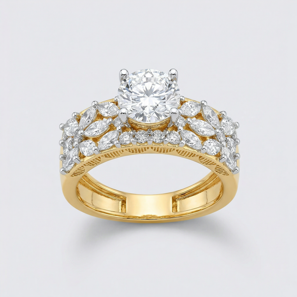 Crown Style Cluster Lab Grown Diamond Solitaire Ring