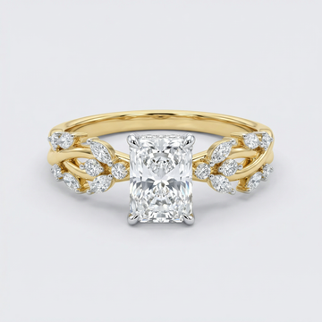 Floral Side Accent Radiant Lab Grown Diamond Ring