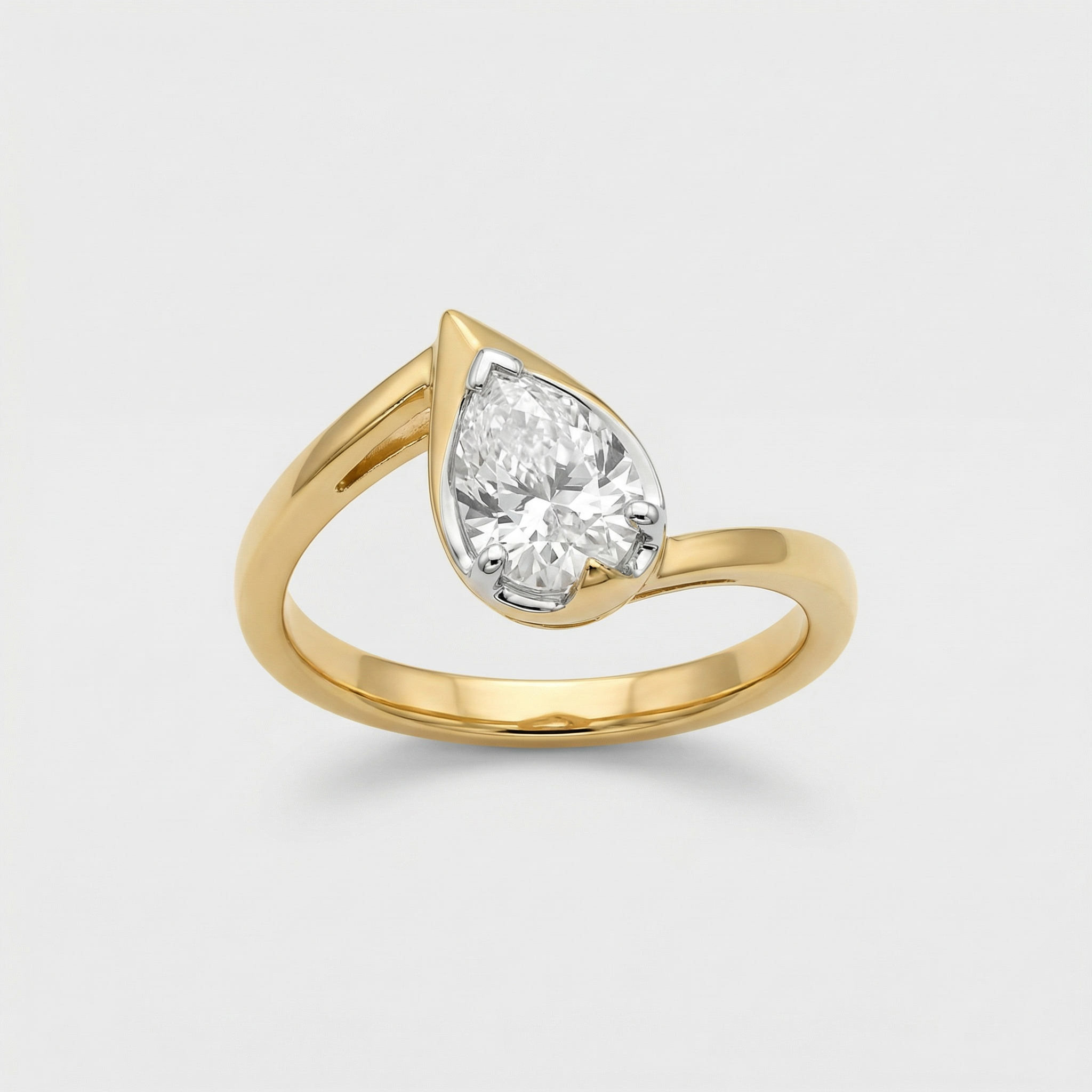 Open Wrap Pear Solitaire Lab Grown Diamond Ring