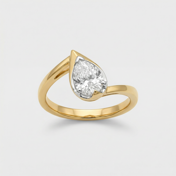 Open Wrap Pear Solitaire Lab Grown Diamond Ring