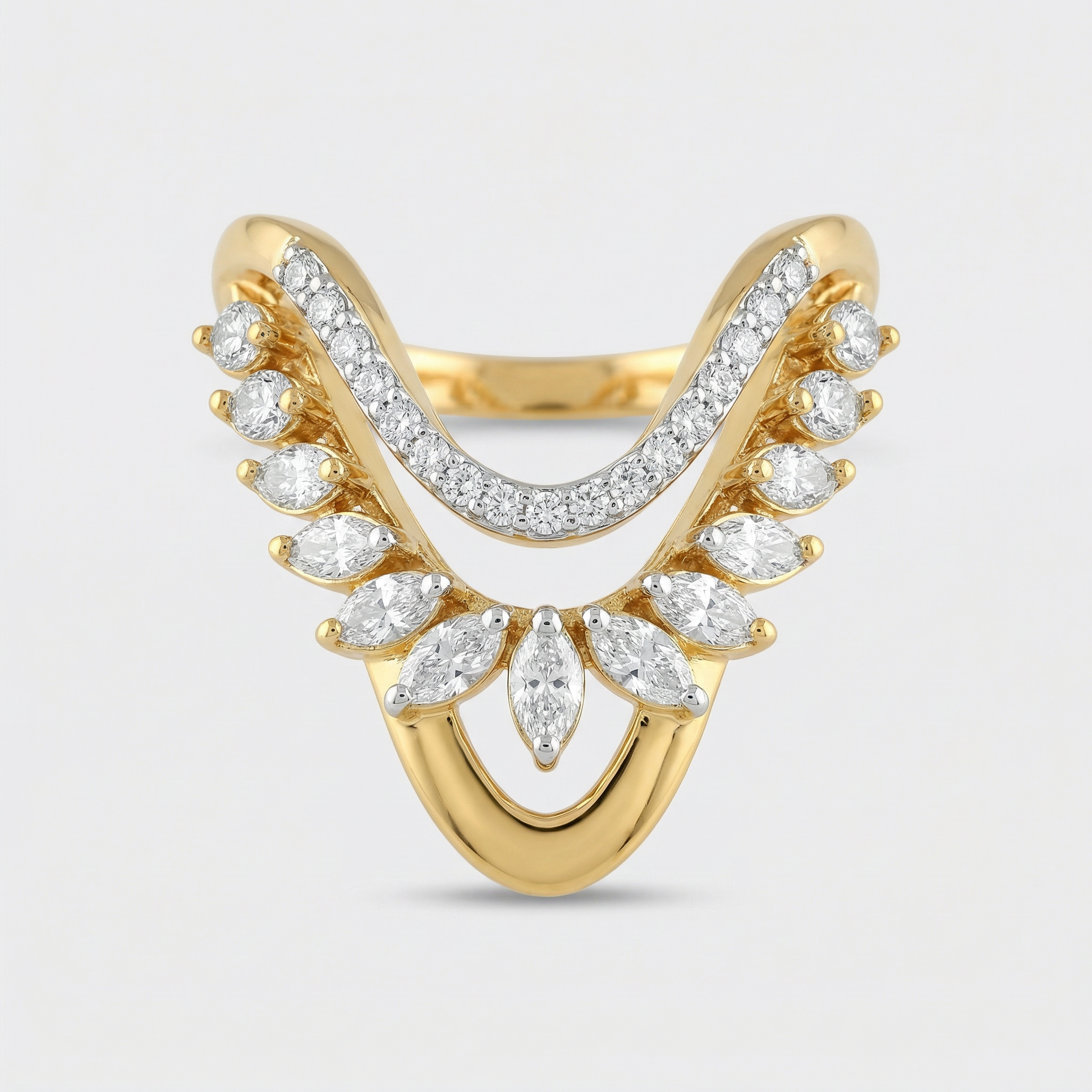 Layered Marquise Drop Statement Lab Grown Diamond Ring