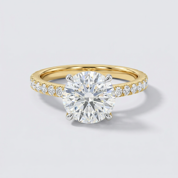 Petite Pavé Round Solitaire Lab Grown Diamond Ring