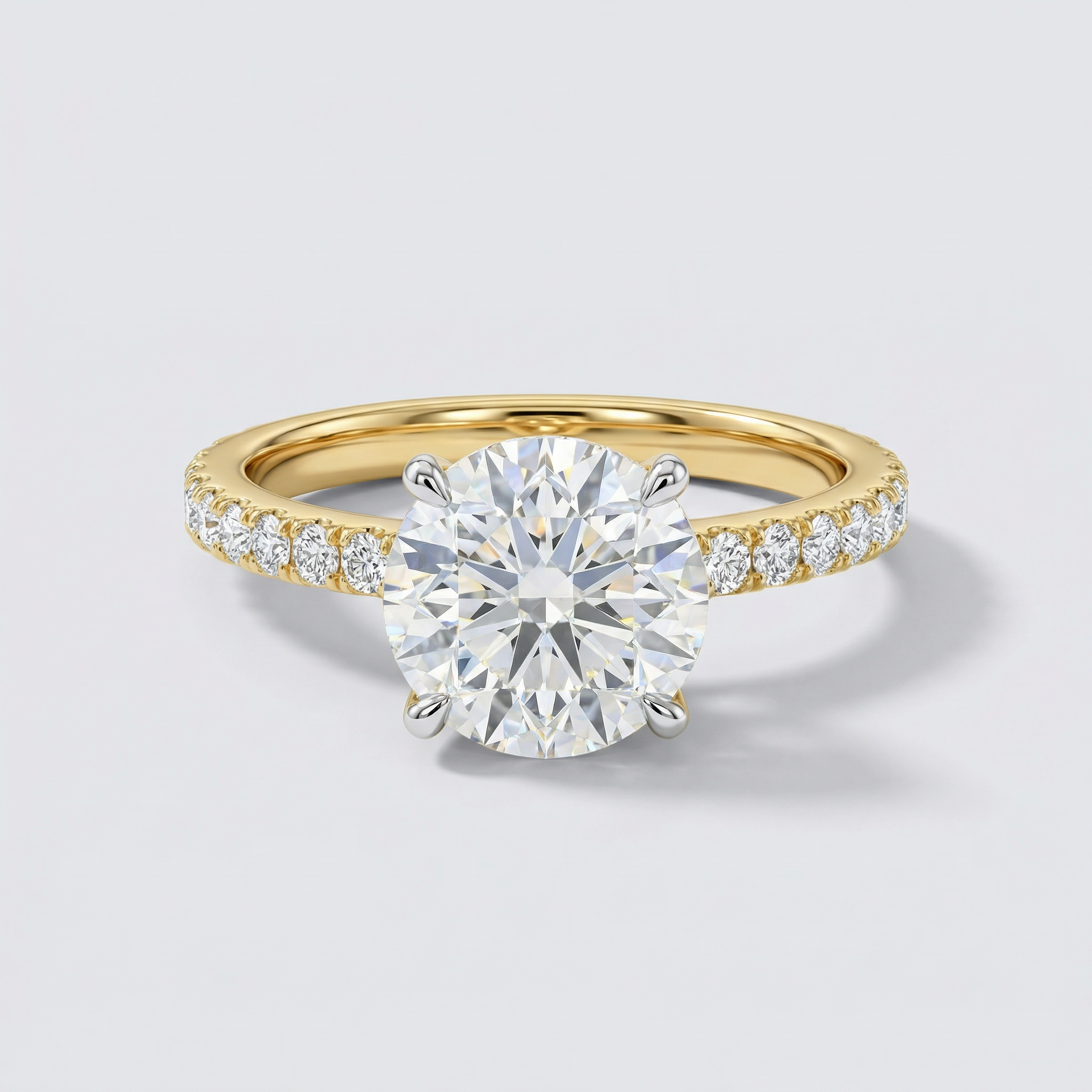 Petite Pavé Round Solitaire Lab Grown Diamond Ring