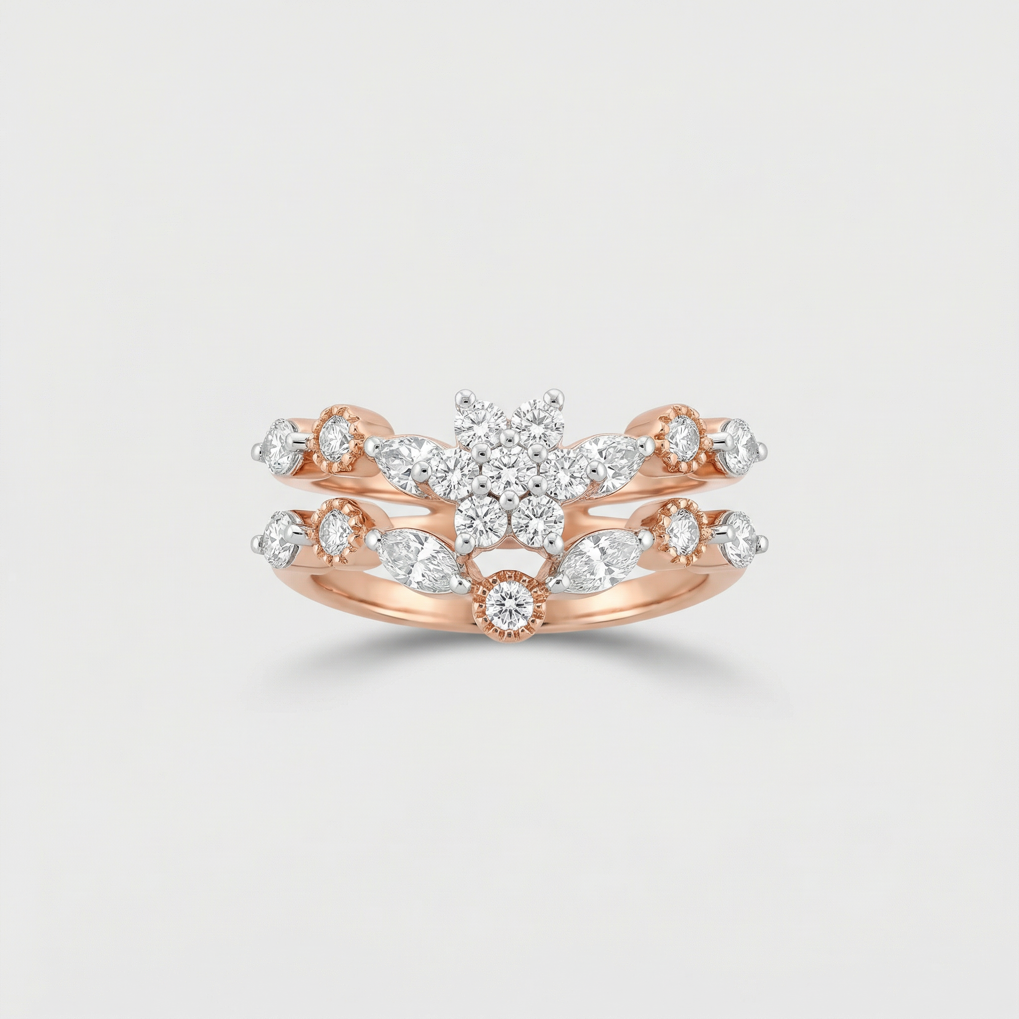 Crown Style Open Band Lab Grown Diamond Ring
