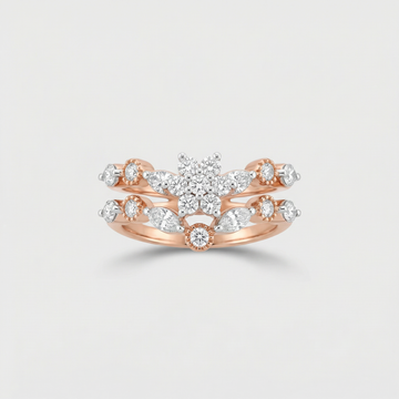 Crown Style Open Band Lab Grown Diamond Ring
