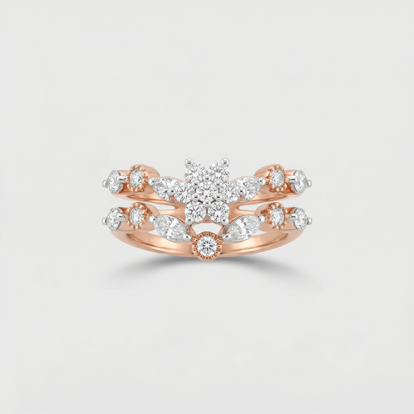 Crown Style Open Band Lab Grown Diamond Ring