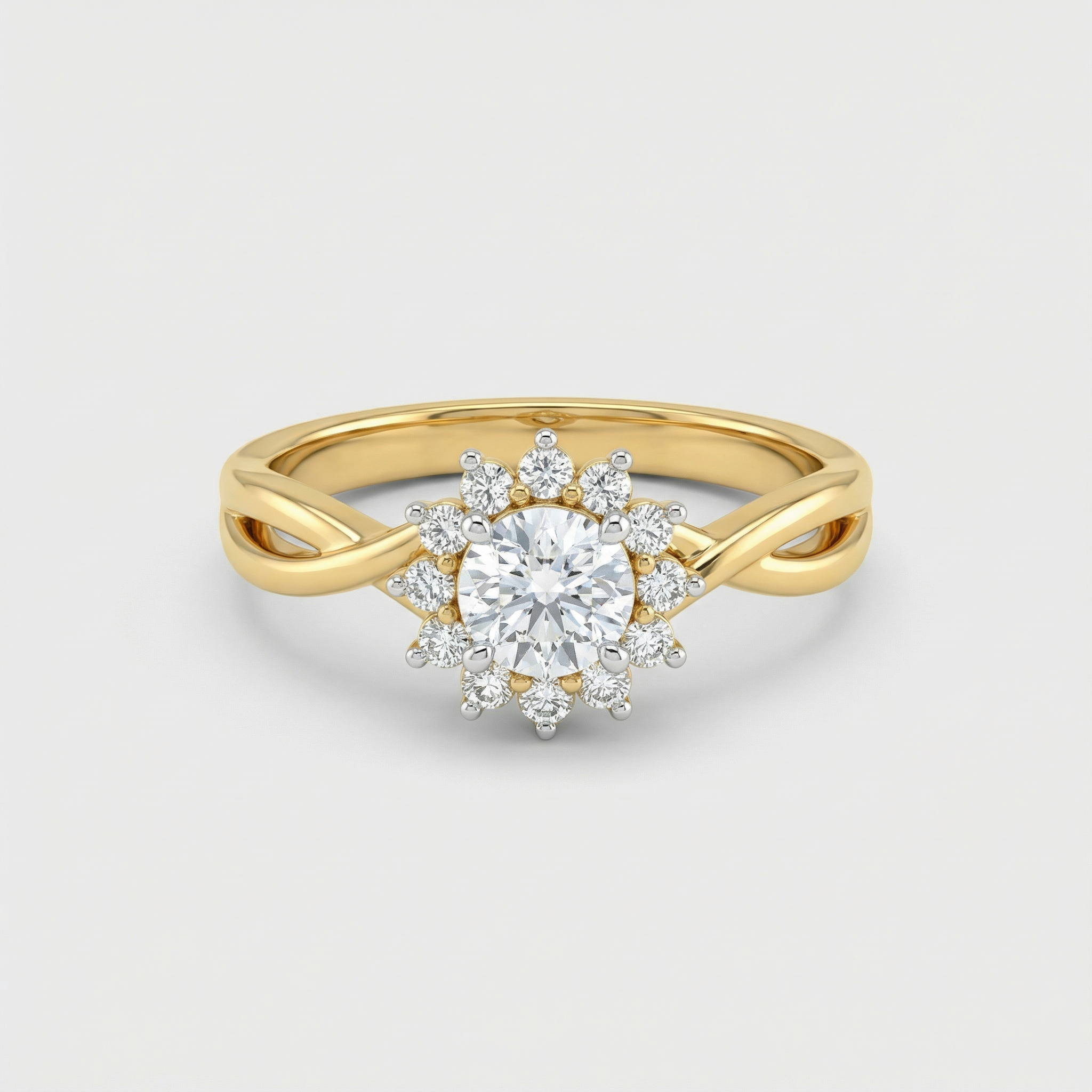 Twisted Cluster Lab Grown Diamond Ring