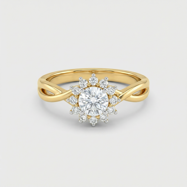 Twisted Cluster Lab Grown Diamond Ring