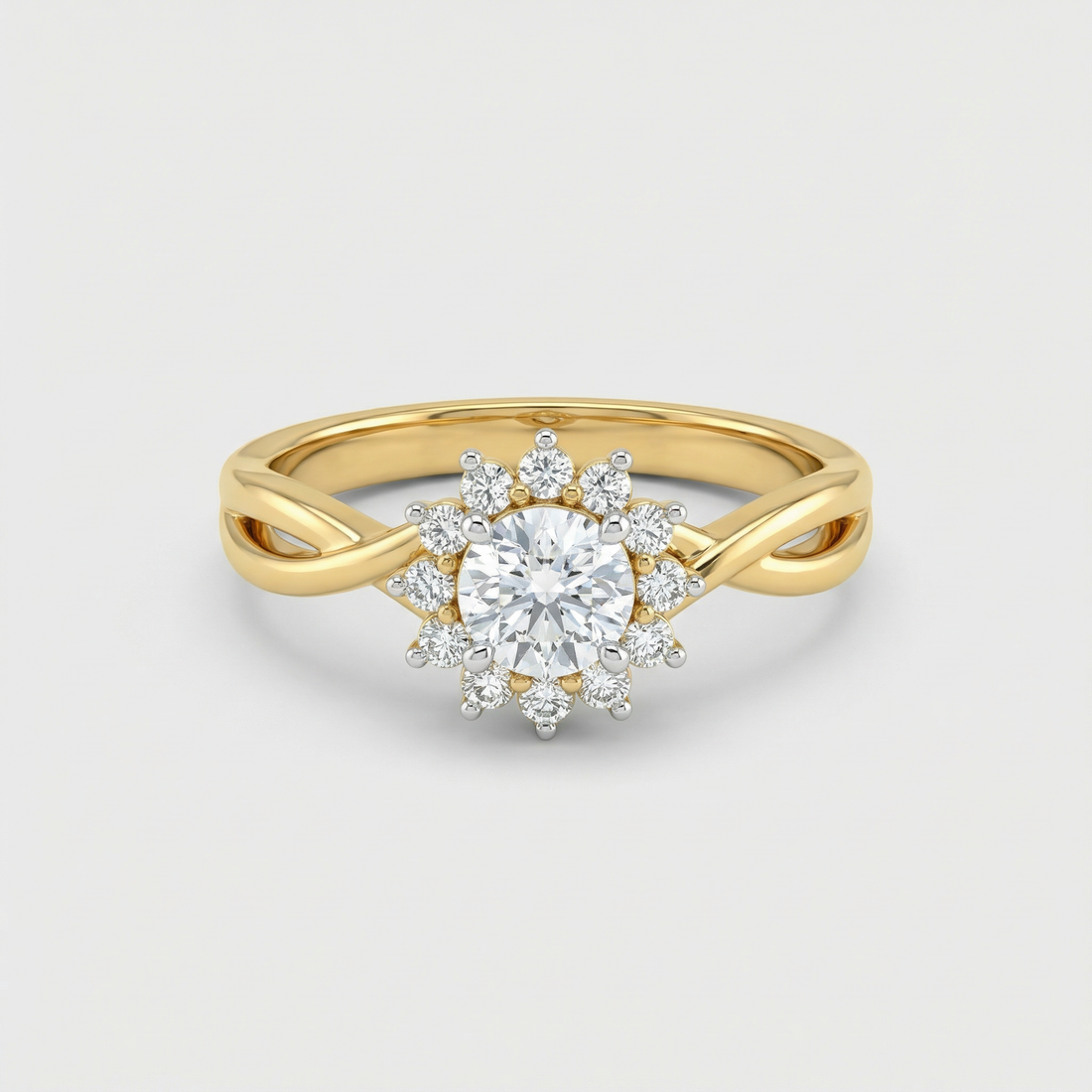 Twisted Cluster Lab Grown Diamond Ring