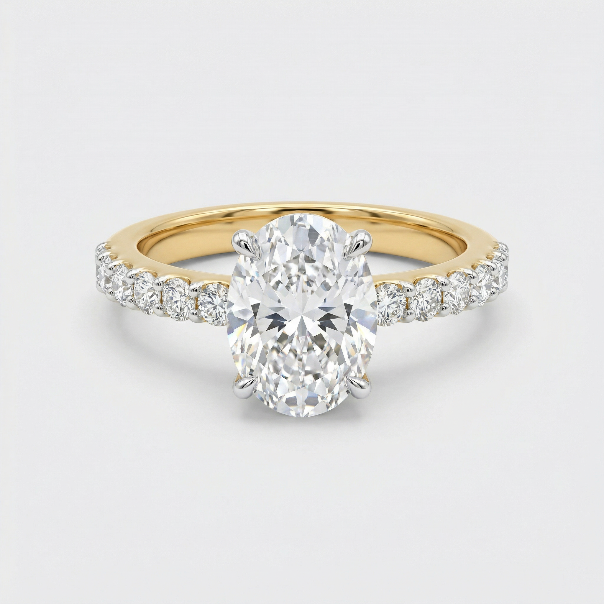 Oval Pav������ Solitaire Lab Grown Diamond Ring