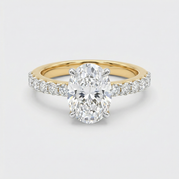 Oval Pavé Solitaire Lab Grown Diamond Ring