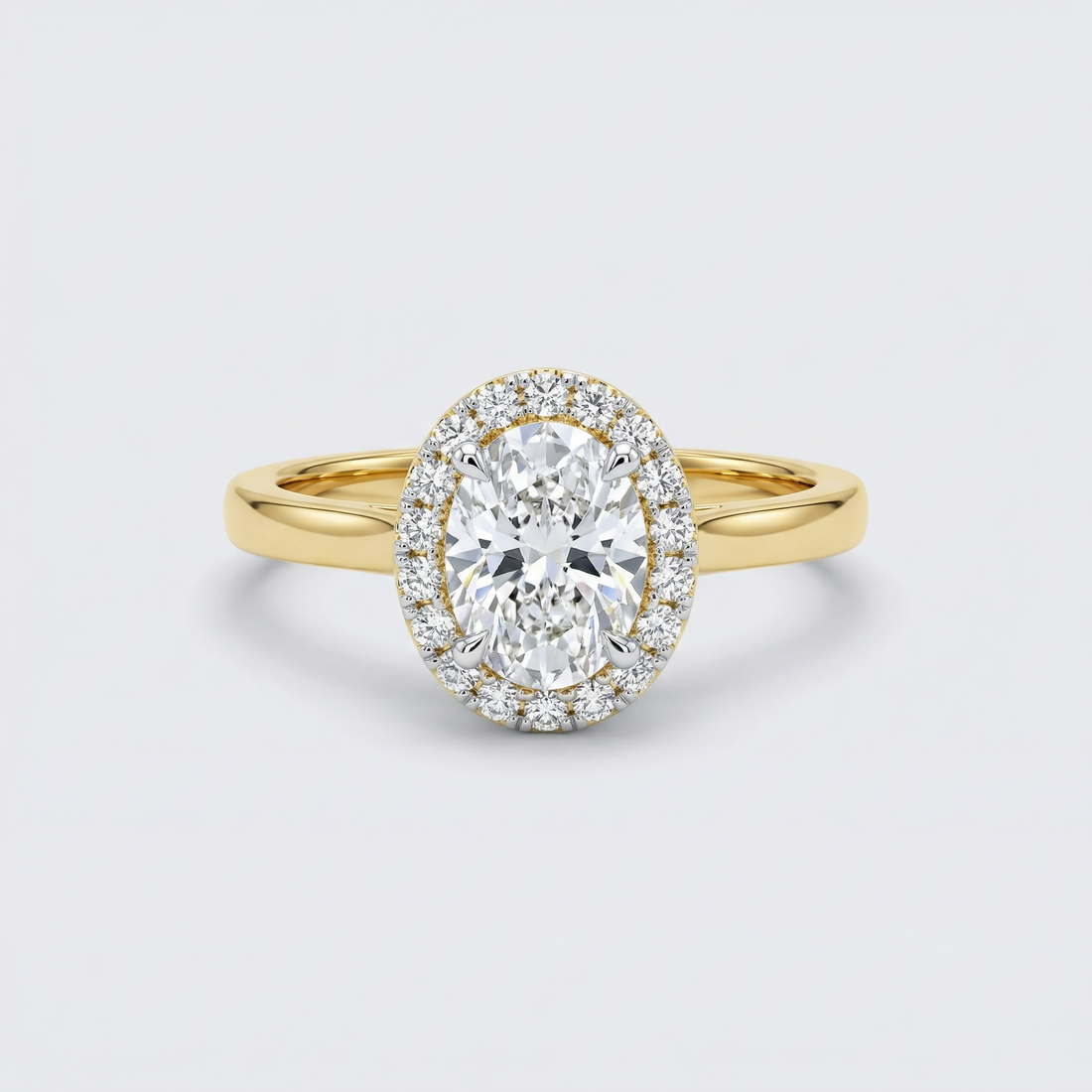 Oval Halo Solitaire Lab Grown Diamond Ring