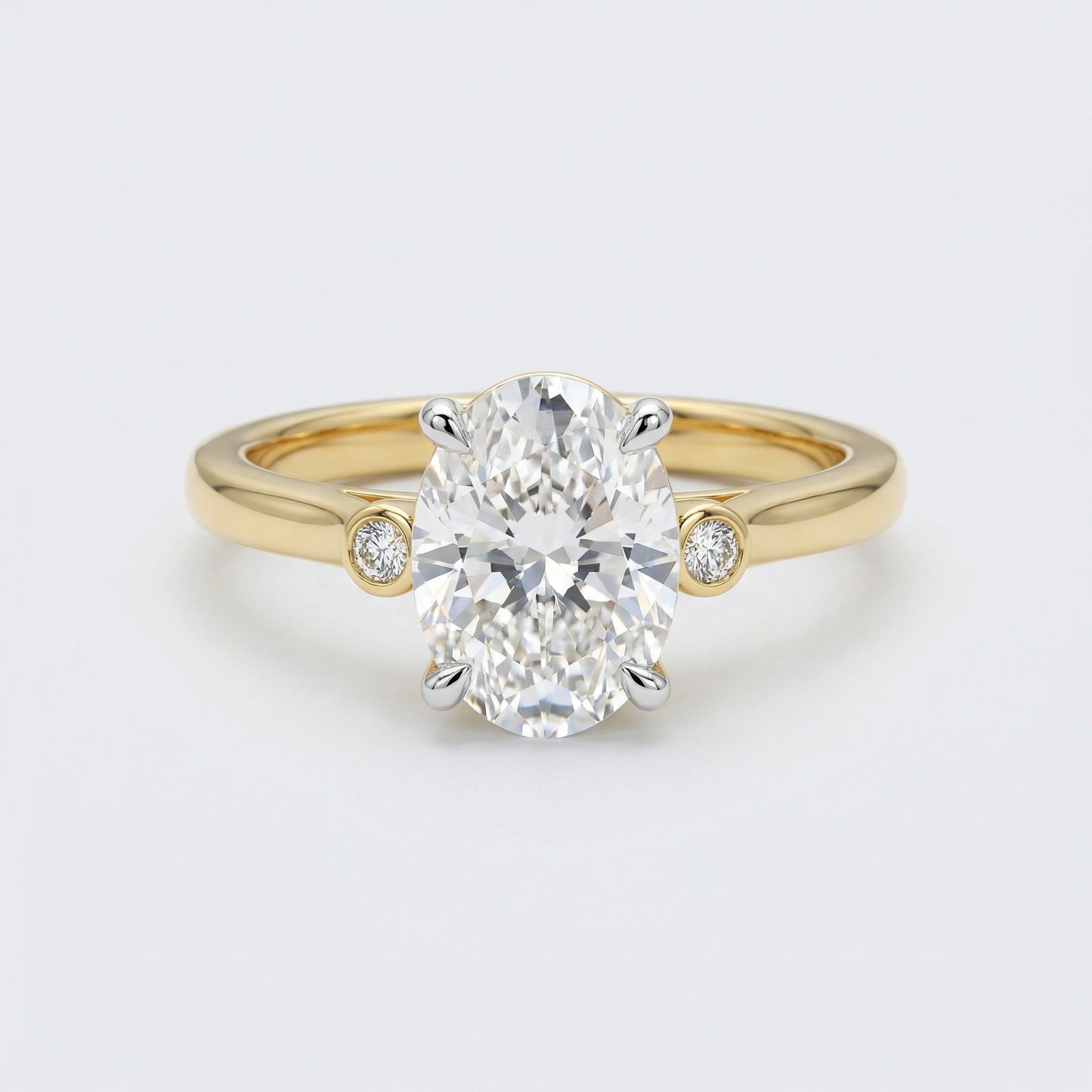 Oval Bezel Accent Lab Grown Diamond Ring