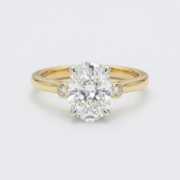 Oval Bezel Accent Lab Grown Diamond Ring