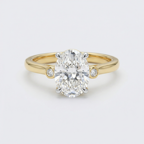 Oval Bezel Accent Lab Grown Diamond Ring