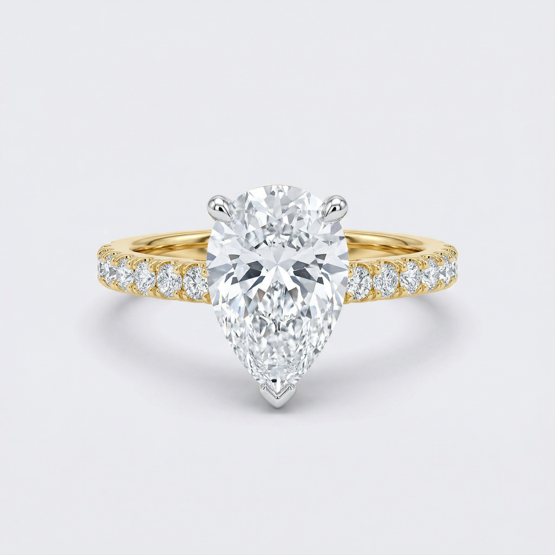 Pear Pav������ Solitaire Lab Grown Diamond Ring