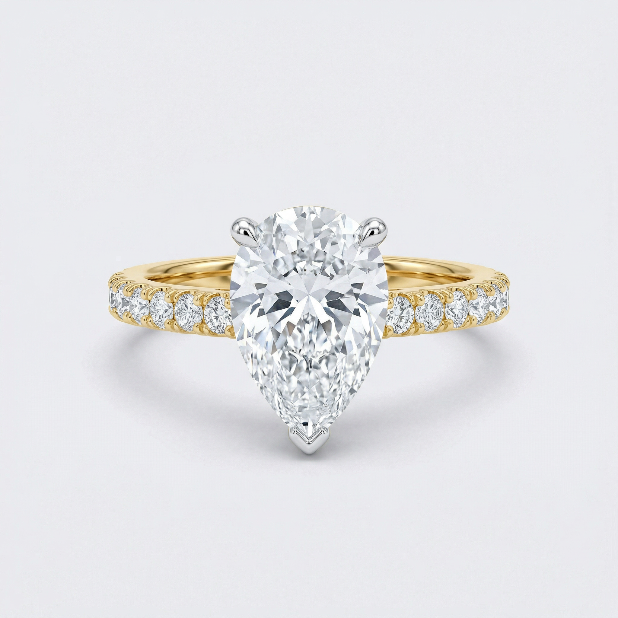 Pear Pav������ Solitaire Lab Grown Diamond Ring