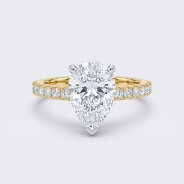 Pear Pave Solitaire Lab Grown Diamond Ring