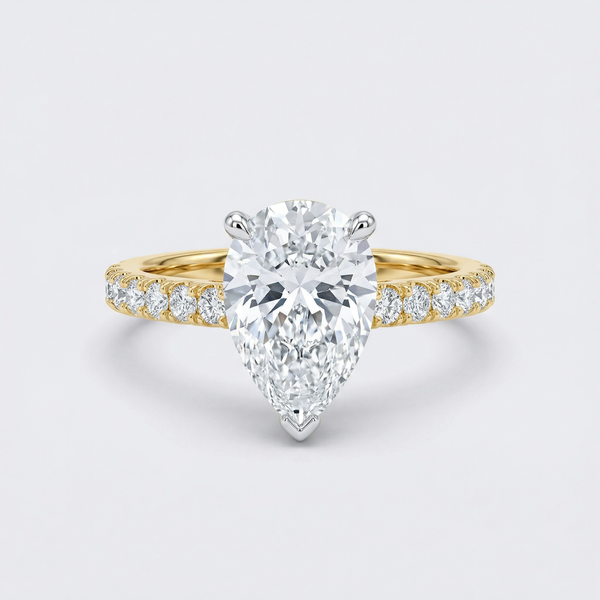 Pear Pavé Solitaire Lab Grown Diamond Ring