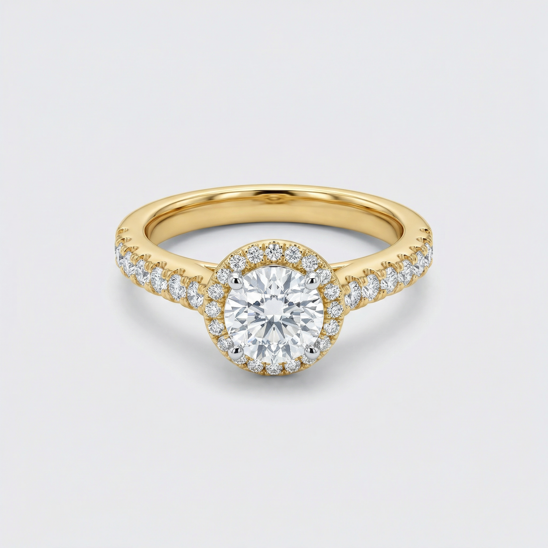 Round Halo Pav������ Lab Grown Diamond Ring