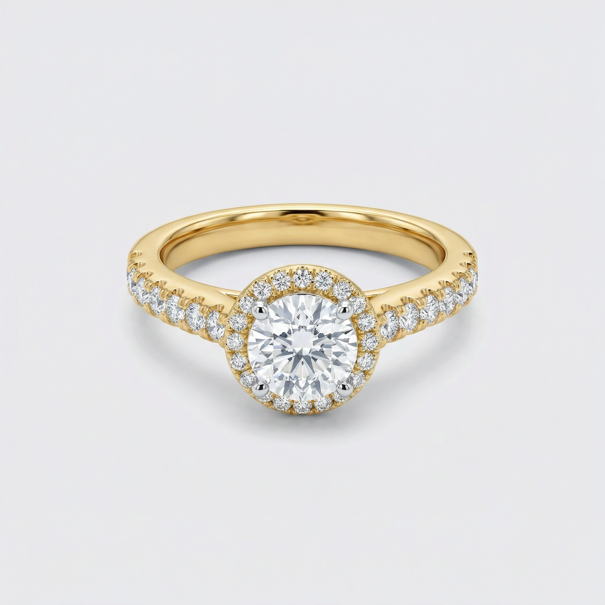 Round Halo Pavé Lab Grown Diamond Ring
