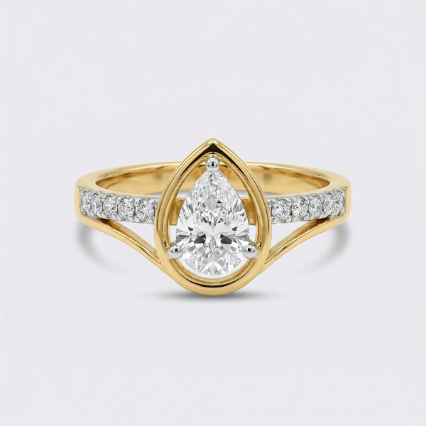 Bezel Pear Pavé Lab Grown Diamond Ring