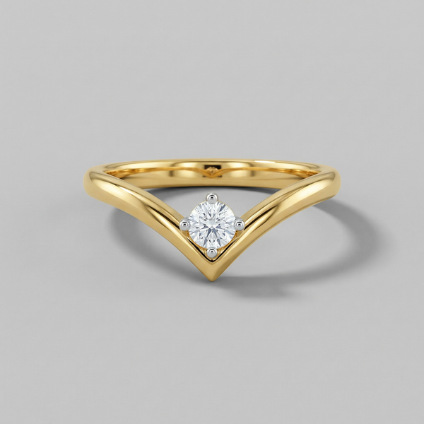 Solitaire V-Shaped Lab Grown Diamond Ring