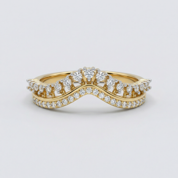 Double Row Curved Crown Lab Grown Diamond Ring