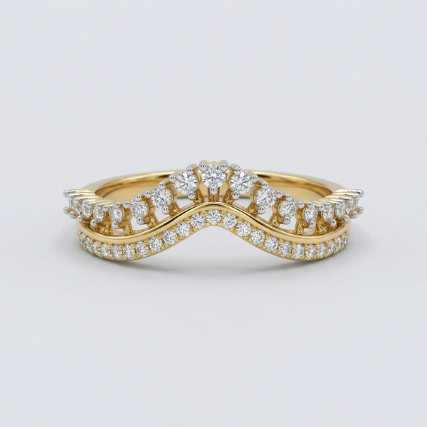 Double Row Curved Crown Lab Grown Diamond Ring
