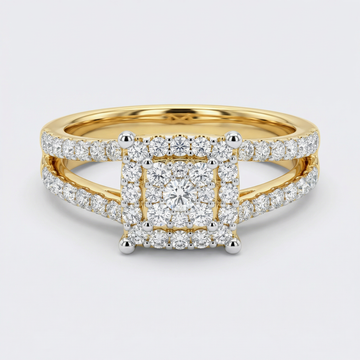 Square Halo Split Band Lab Grown Diamond Ring