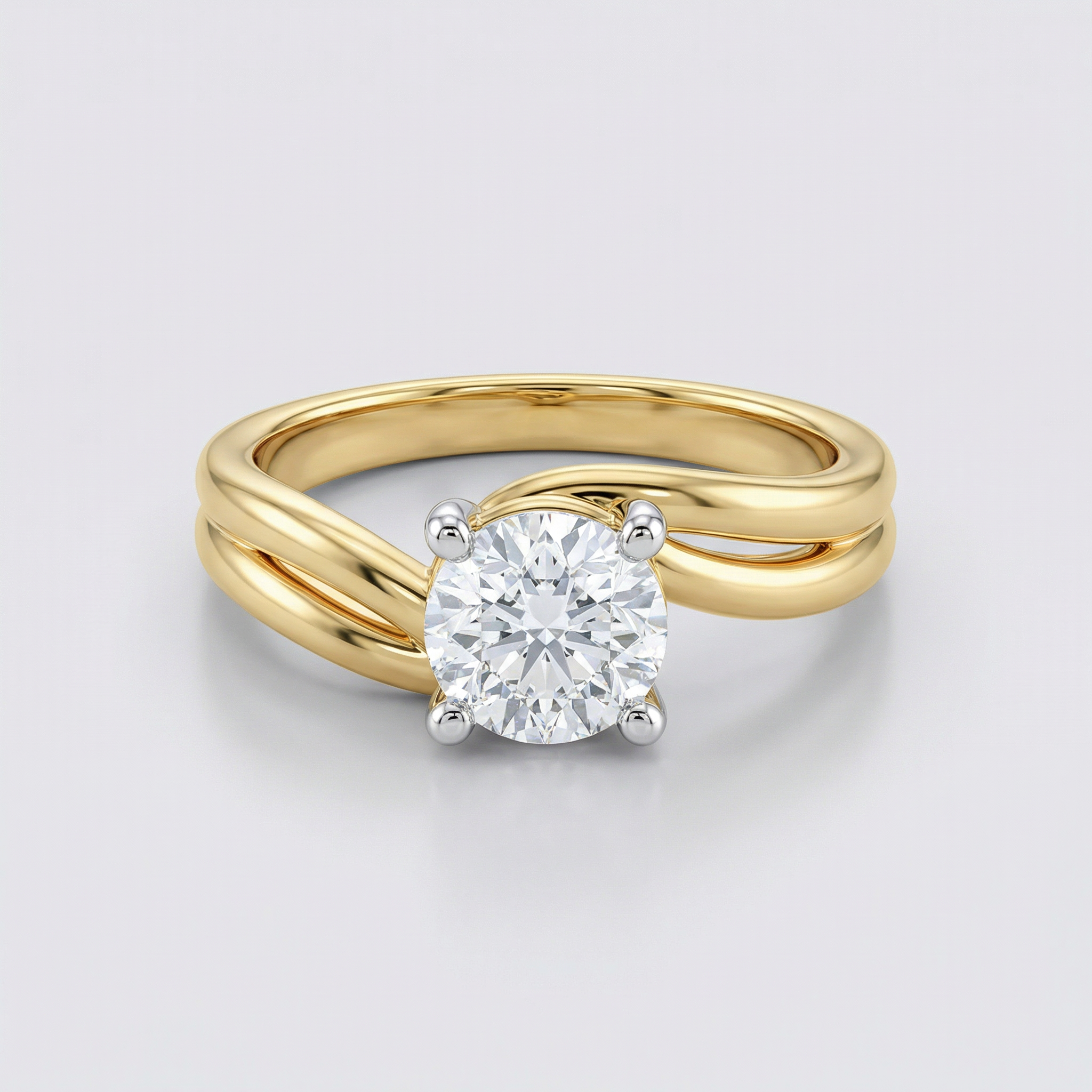 Intertwined Band Solitaire Lab Grown Diamond Ring
