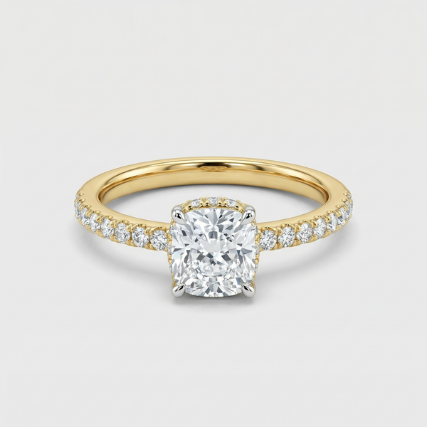 Radiant Pavé Solitaire Lab Grown Diamond Ring