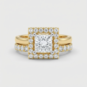 Square Halo Double Band Lab Grown Diamond Ring