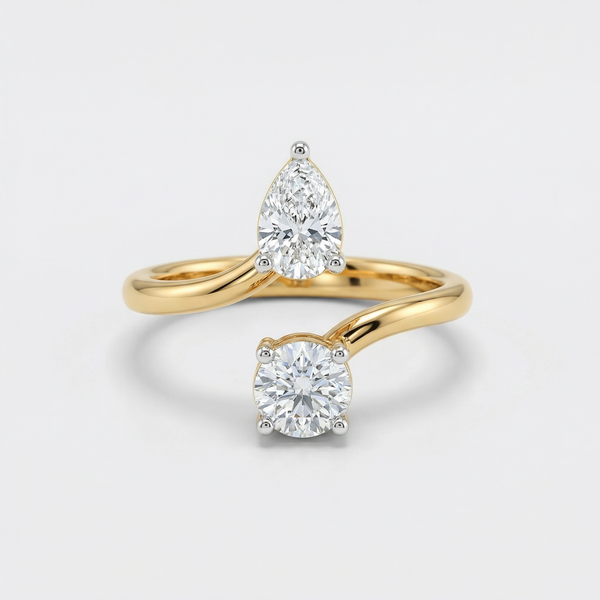 Open Wrap Two Stone Lab Grown Diamond Ring
