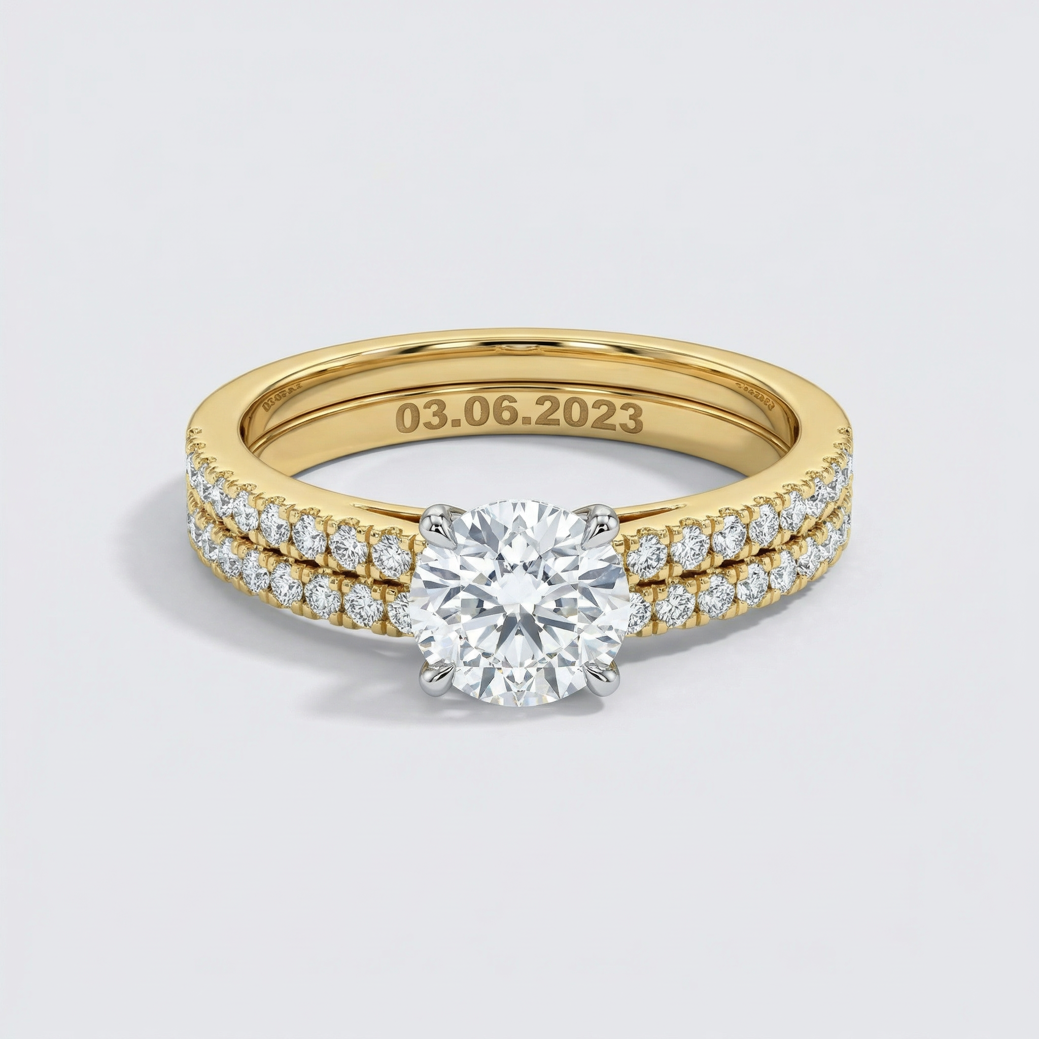Double Row Pavé Solitaire Lab Grown Diamond Ring