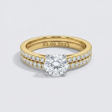 Double Row Pavé Solitaire Lab Grown Diamond Ring