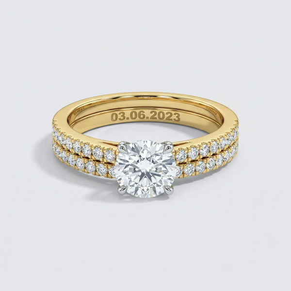 Double Row Pavé Solitaire Lab Grown Diamond Ring