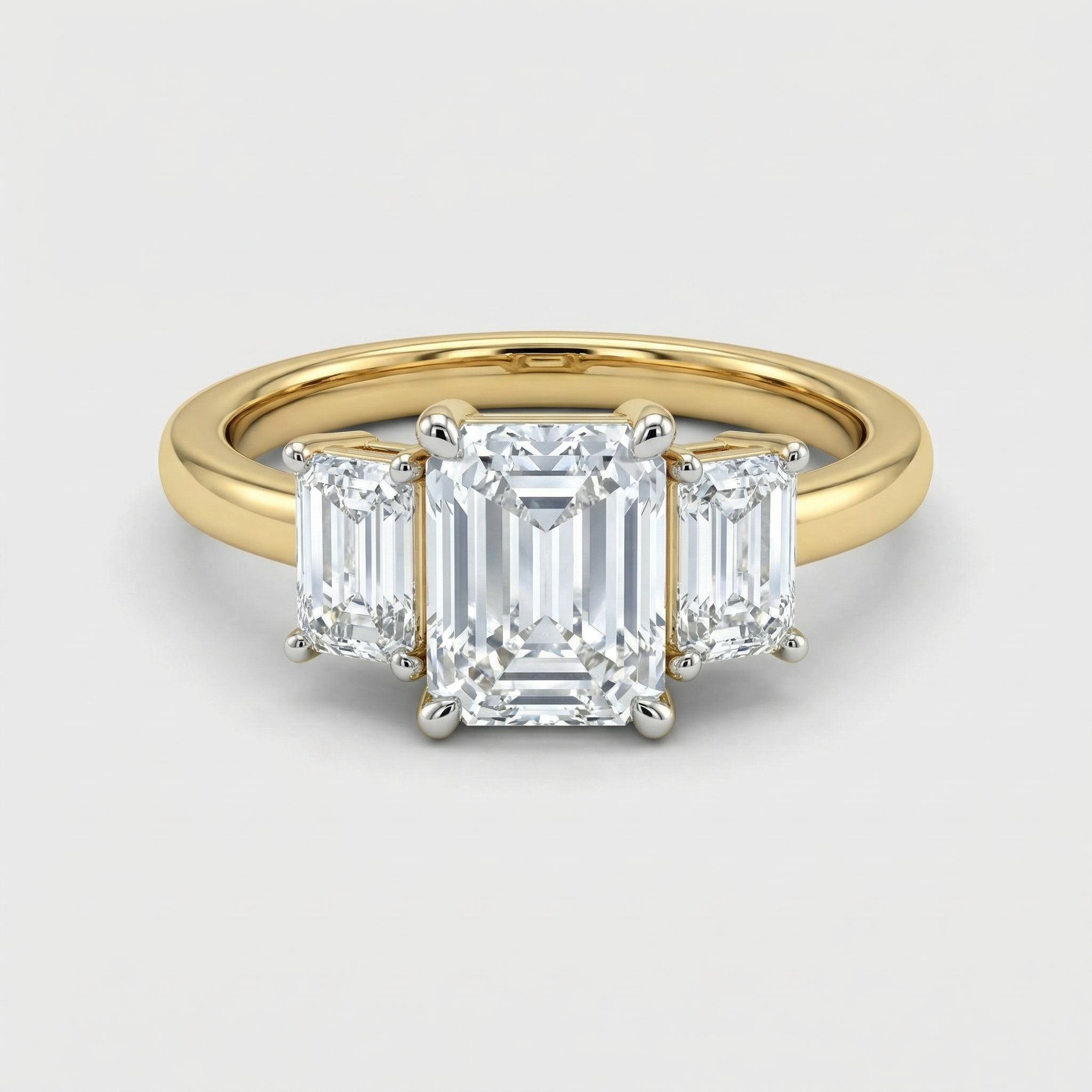Emerald Cut Side Baguette Lab Grown Diamond Ring
