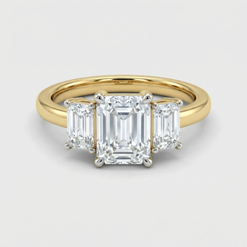 Emerald Cut Side Baguette Lab Grown Diamond Ring