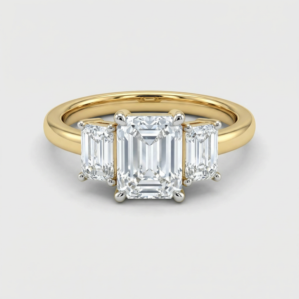 Emerald Cut Side Baguette Lab Grown Diamond Ring