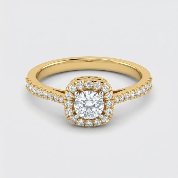 Beaded Halo Pavé Lab Grown Diamond Ring