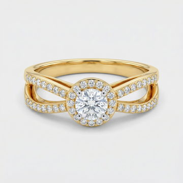 Split Shank Pavé Halo Lab Grown Diamond Ring