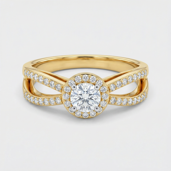 Split Shank Pavé Halo Lab Grown Diamond Ring