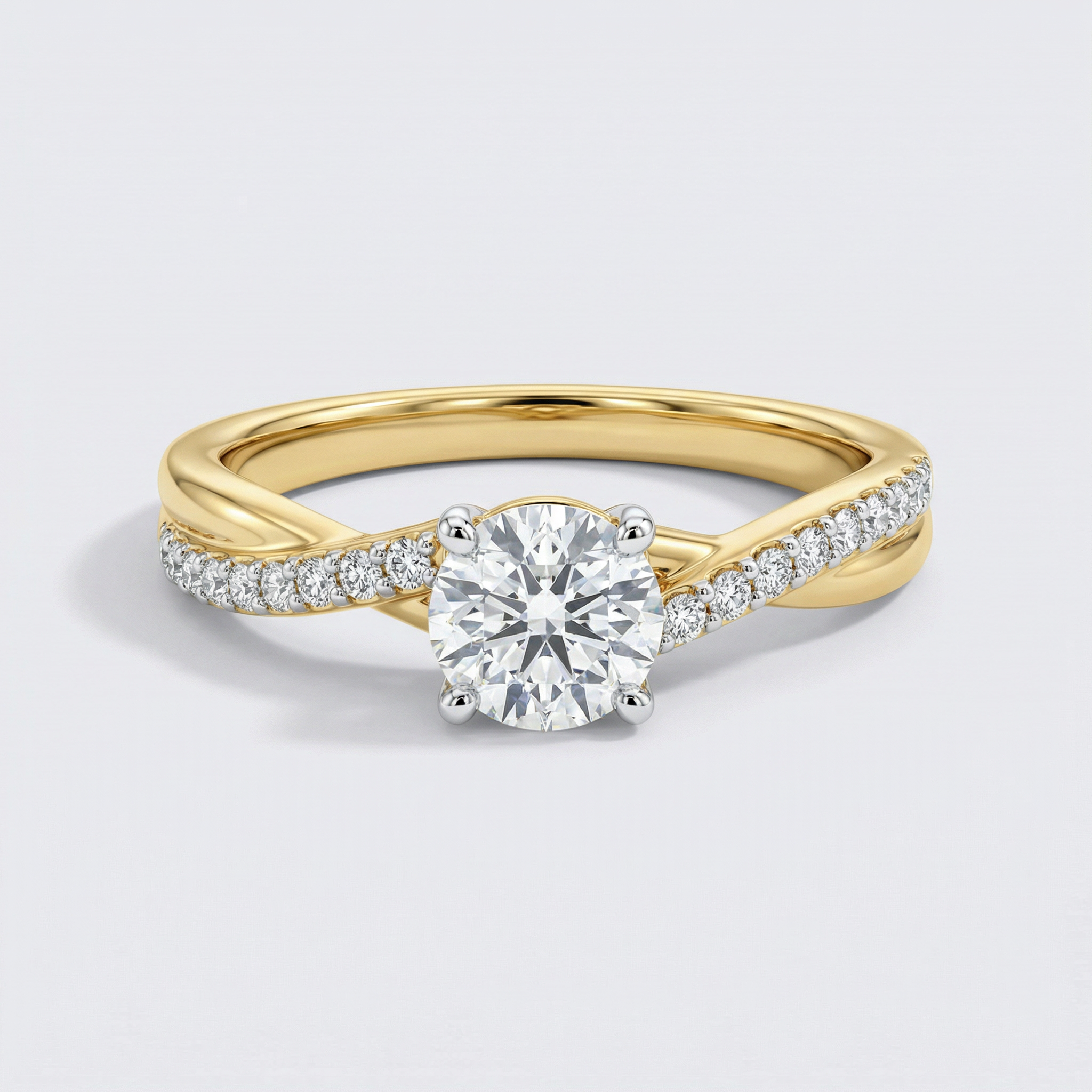 Twisted Pavé Solitaire Lab Grown Diamond Ring